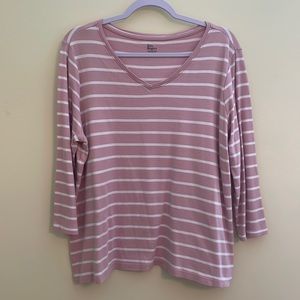 kim rogers pink and white stripe tee